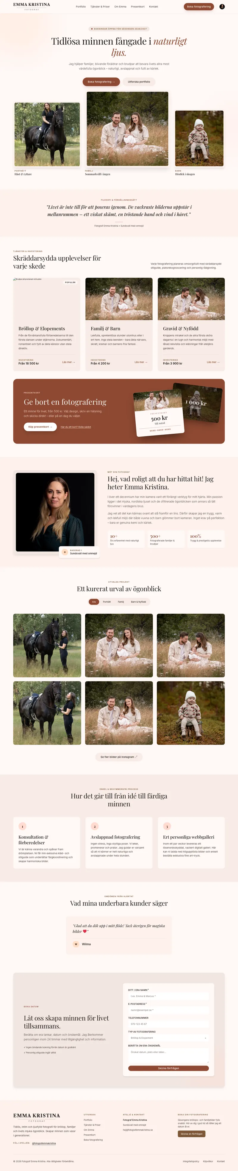 fotografemmakristina.se, hela sidan